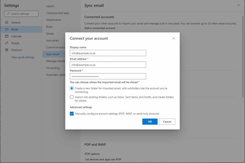 Sync email to Outlook step 2