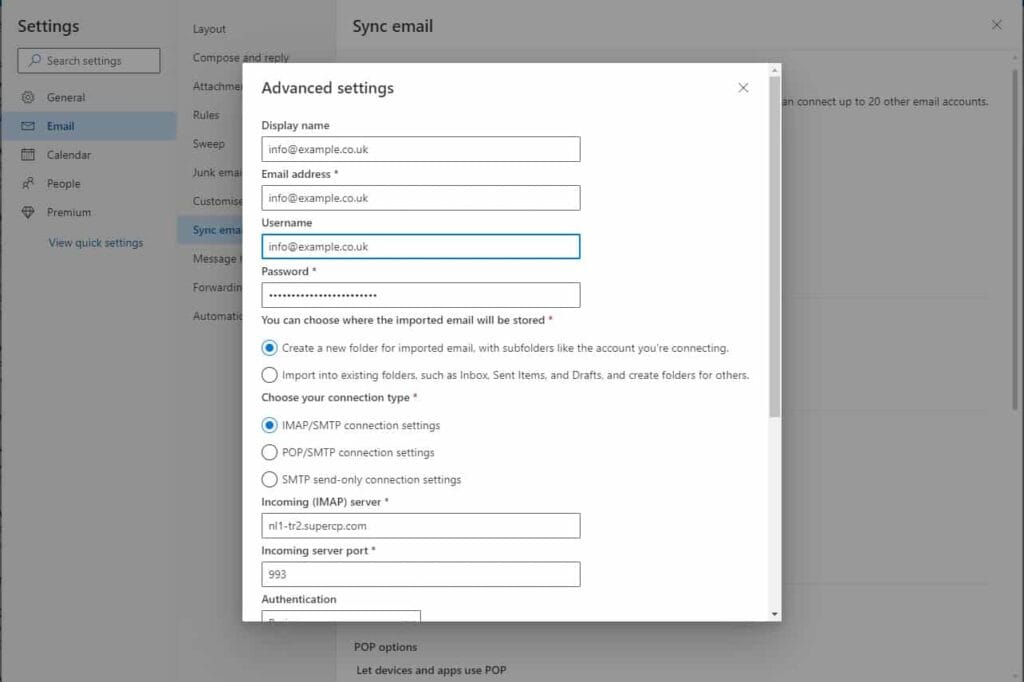 Sync email to Outlook step 3