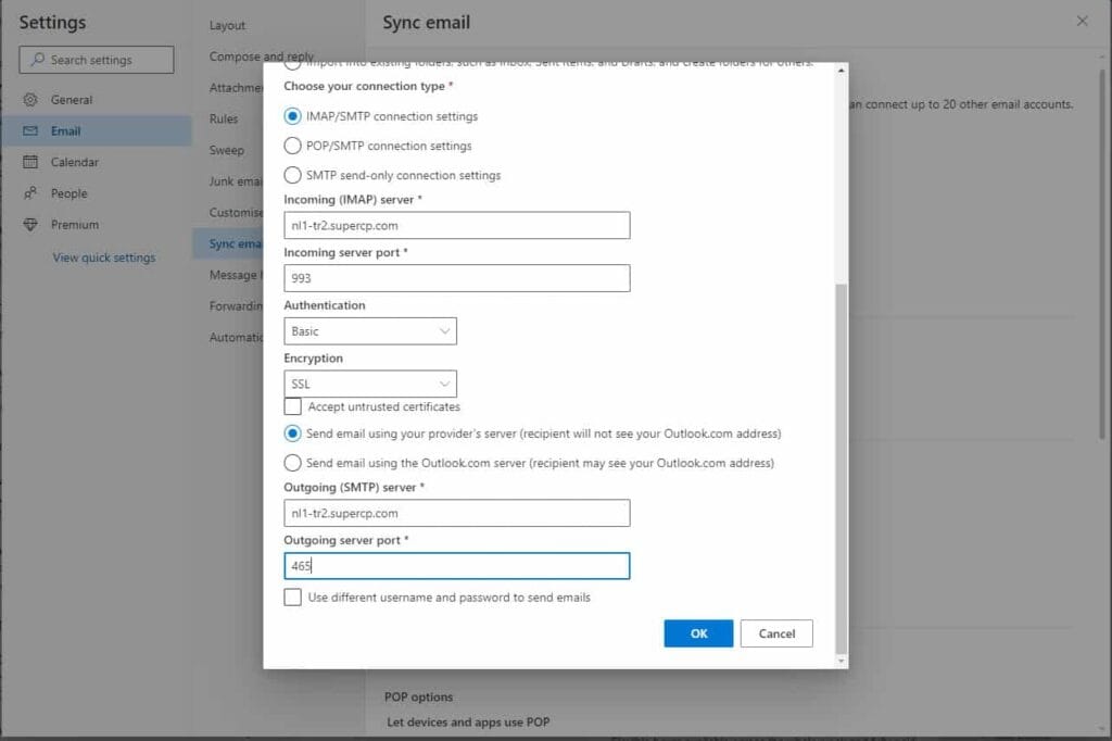 Sync email to Outlook step 4