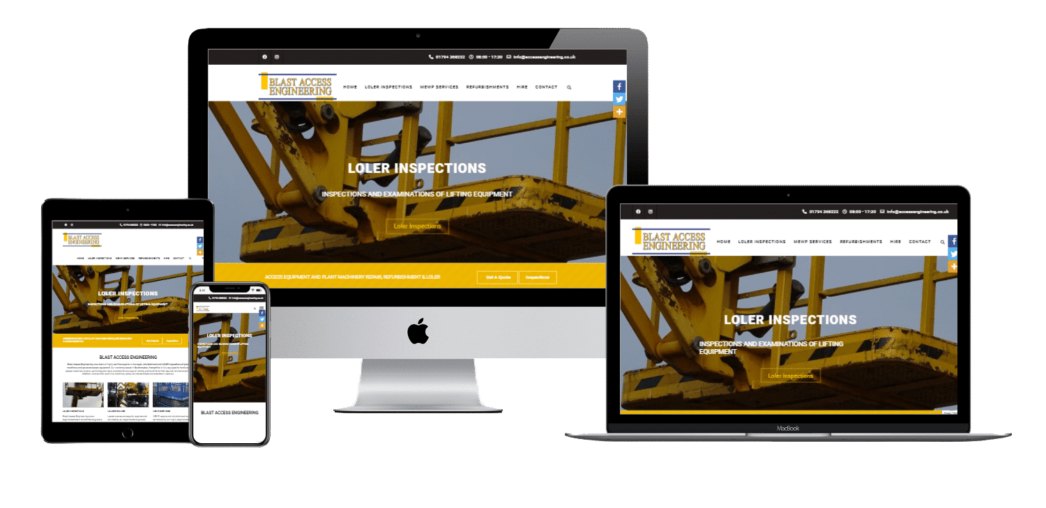 Access and plant machinery website Hampshire web design
