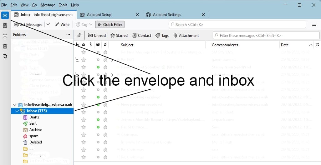 Open Thunderbird emails
