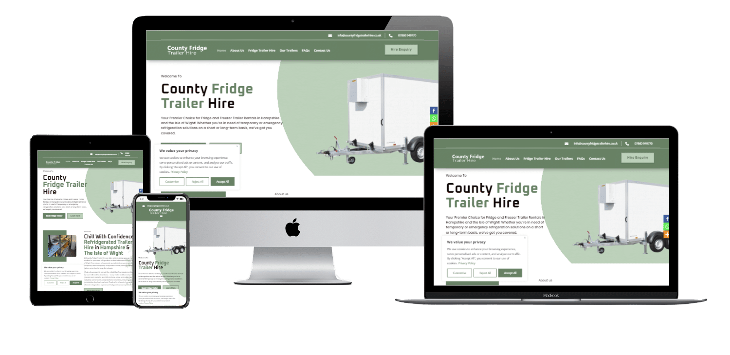 Fridge trailer hire Hampshire web design