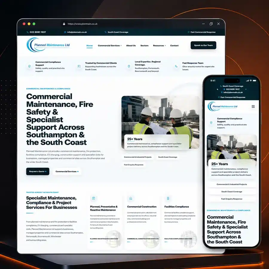 Planned Maintenance Ltd website preview designed by Eastleigh SEO Web Design